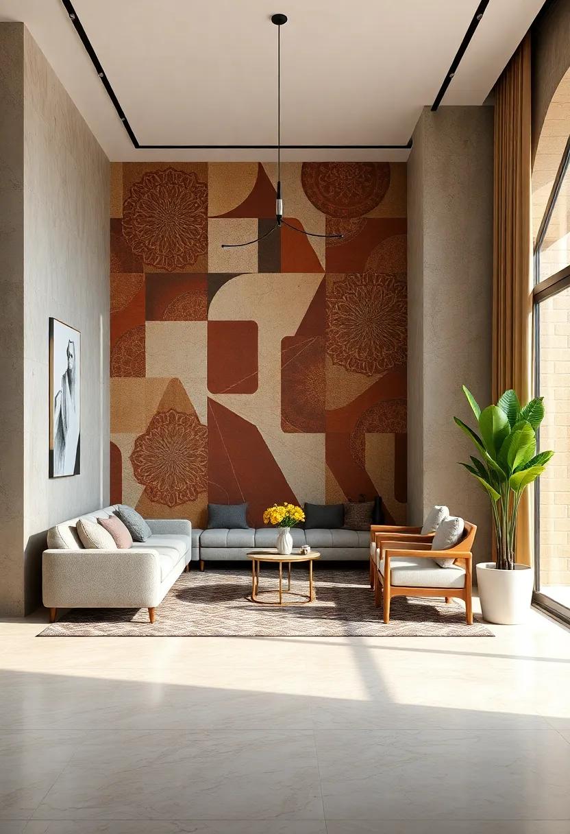 Intricate Overlays ⁣of Middle ‌Eastern Geometric Shapes Melding‍ with Scandinavian‌ Minimalist Lines in a‌ Unified⁢ Design