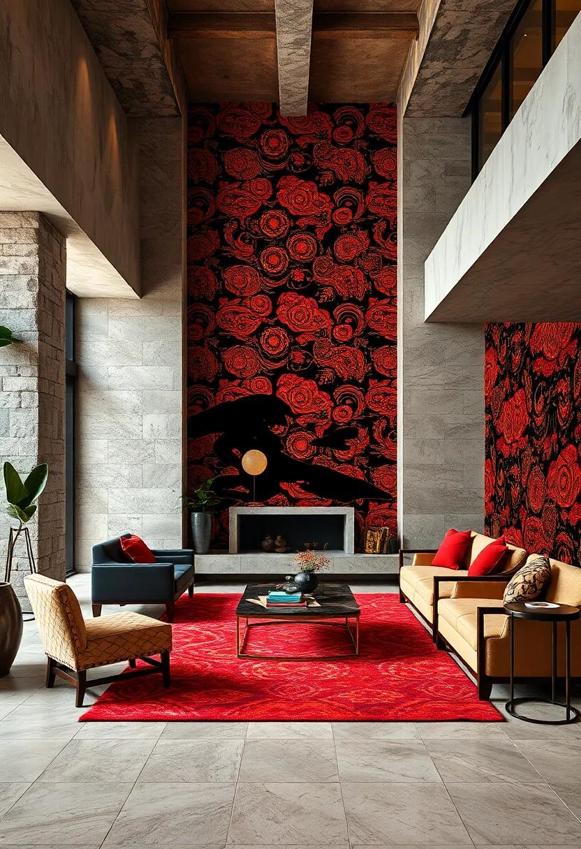 Kaleidoscopic Layers of Southeast Asian ‍Shadow⁣ Puppet⁤ Silhouettes Merged with African Mud ‍Cloth patterns