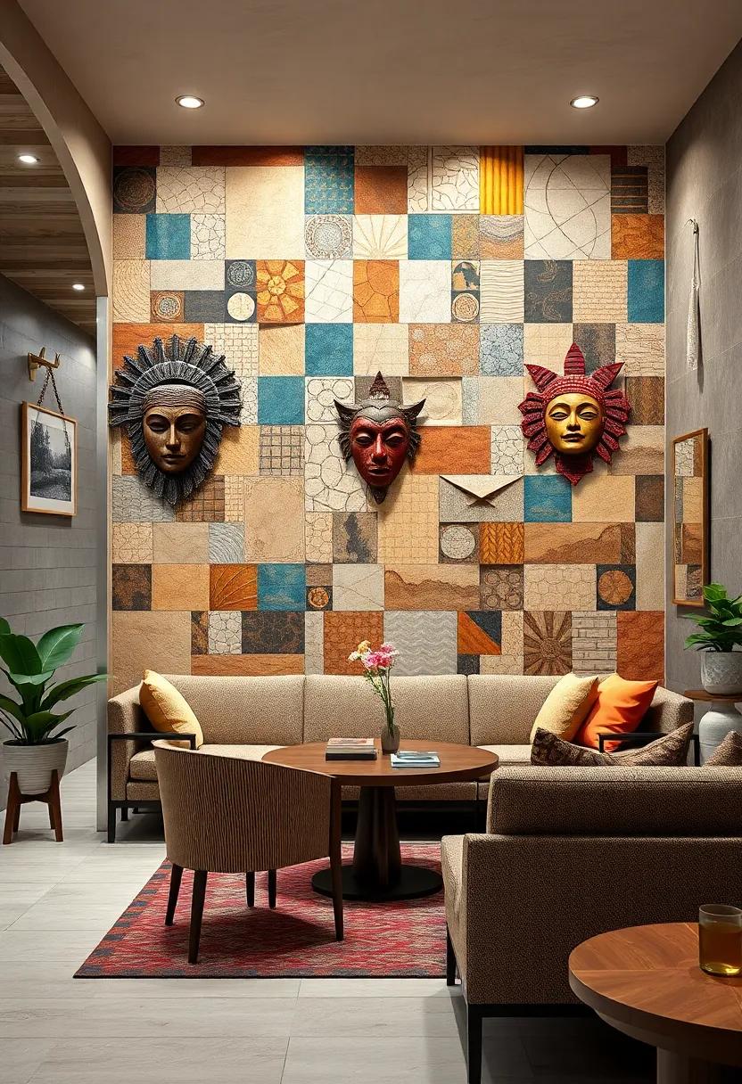 Vintage Collage of Byzantine Mosaics and ‍Latin Tribal⁣ Masks Within a ⁢Cohesive Artistic Framework