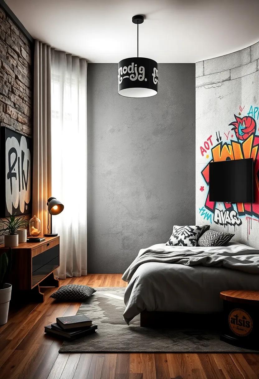Add graffiti⁢ stencils for lampshades or light fixtures