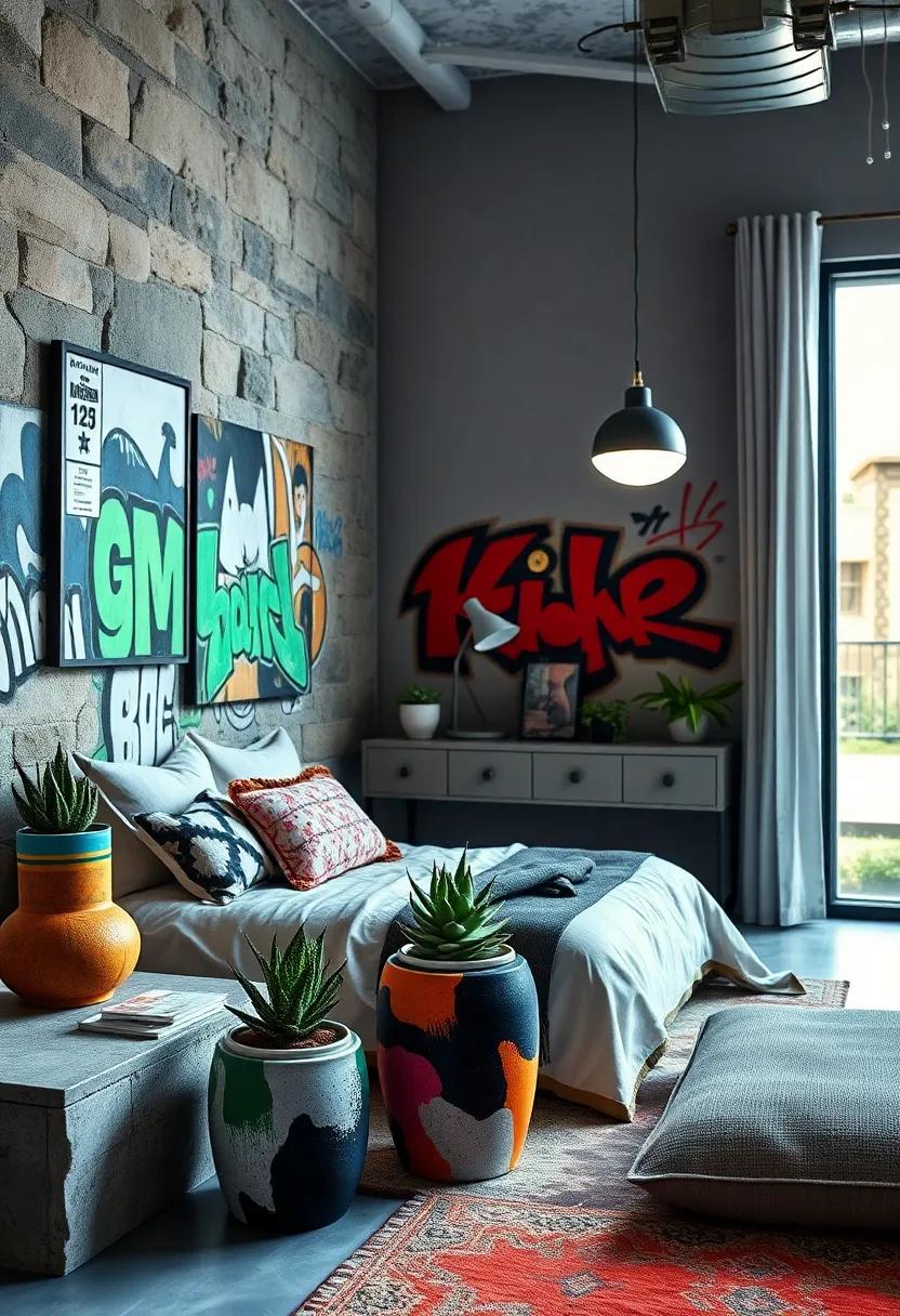 Bring in urban plants like ⁤succulents in spray-painted pots