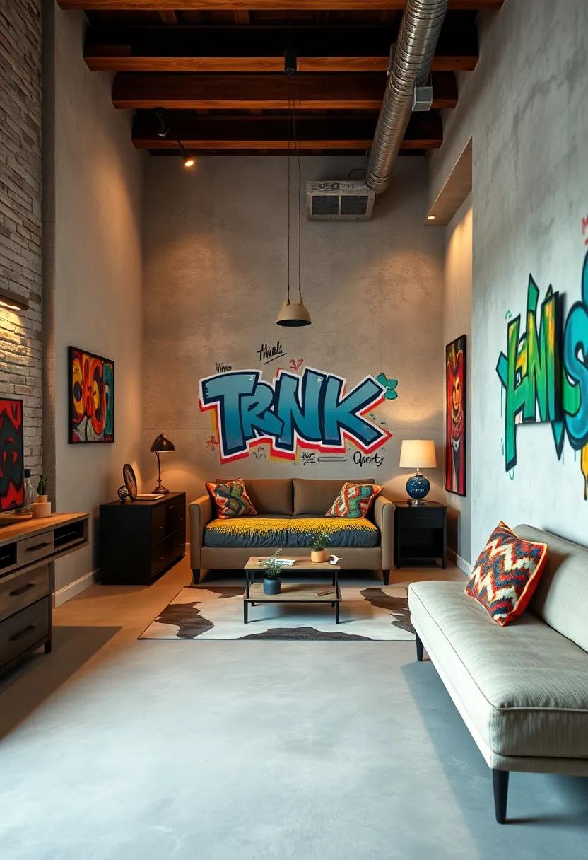 Use graffiti-style decals on furniture pieces for a fun twist