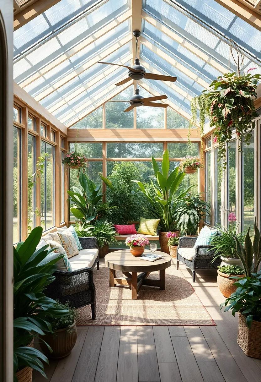 The Lush ⁢and ⁣Vibrant ⁢Plant Life Thriving Within a sunlit ⁢Greenhouse-Style Screened⁢ porch