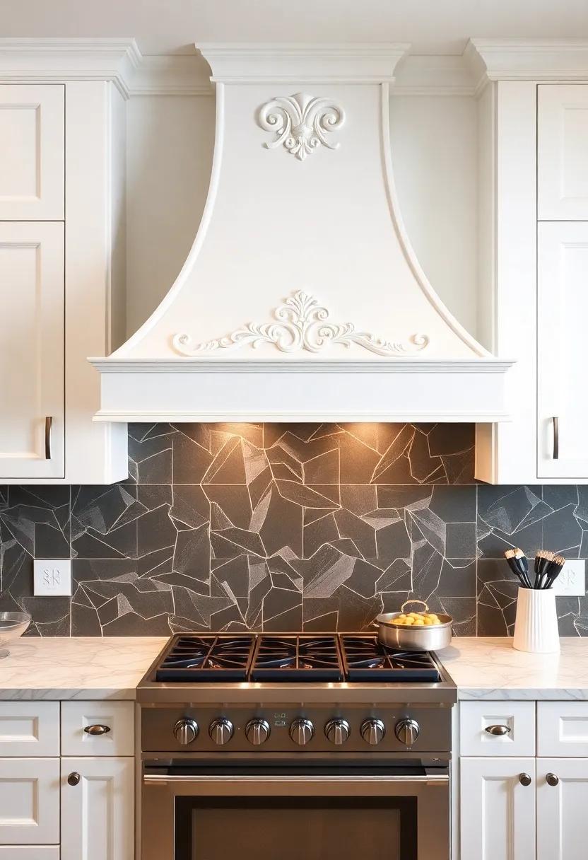 Decorative range‍ Hood: A beautifully crafted range hood, perhaps ⁢in a pearl finish, serves as a stunning centerpiece above the cooktop, merging functionality with art