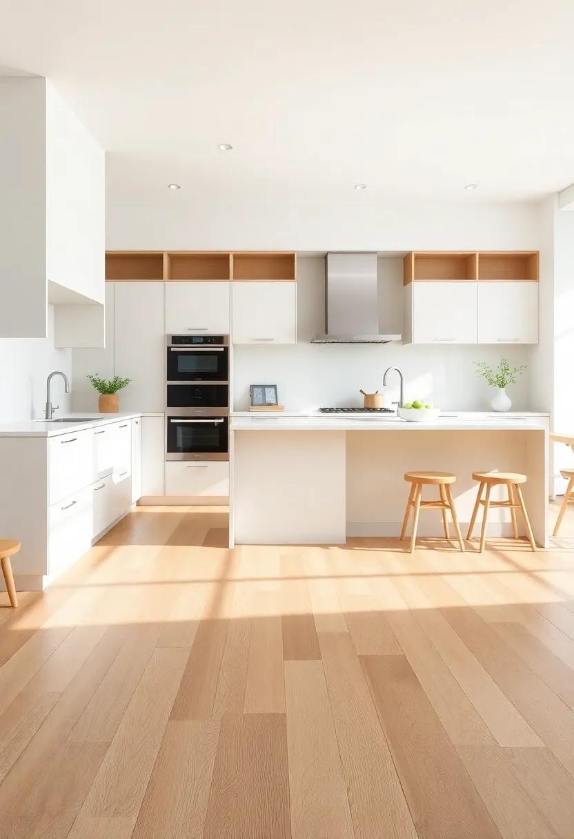 Flooring of Timeless Wood: Light hardwood floors in a ‍natural finish complement ivory and‌ pearl tones, bringing warmth and an⁢ organic touch to the room