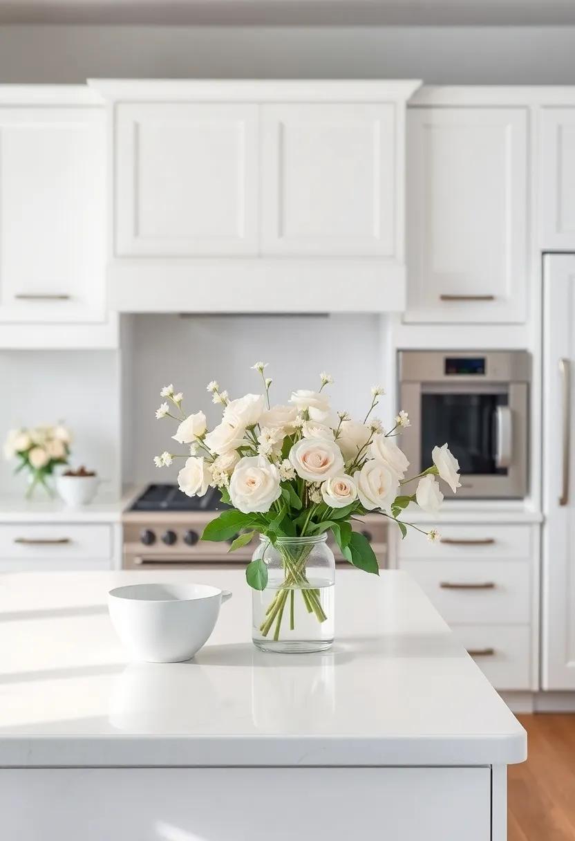 Floral⁣ Accents: Soft ivory bouquets or subtle pearl-hued arrangements introduce life, warmth, and a hint of femininity to the⁣ kitchen decor