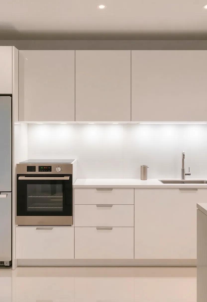 multi-functional Appliances:​ Hidden appliances in matching ivory finishes maintain a cohesive aesthetic while ensuring modern convenience and efficiency