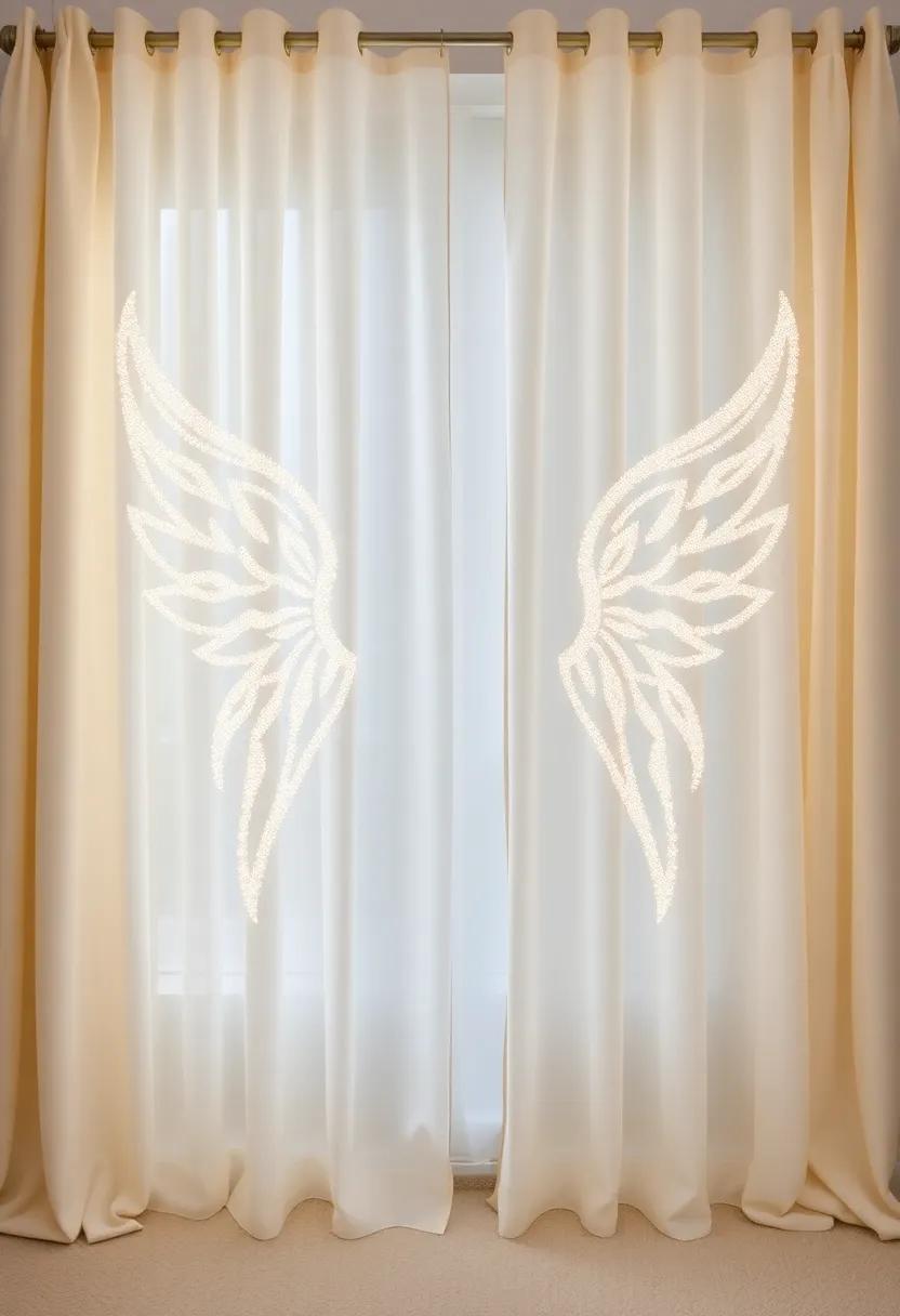 Delicate Angel Wings: Soft cream curtains with subtly⁣ glittering⁢ angel wing designs create a sense of peace and tranquility, ideal for reflective holiday moments