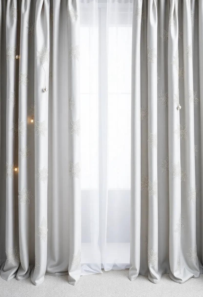 Silver Bells: Light grey panels with intricate silver bell motifs⁣ and a hint of sparkle create a soft,understated elegance for a sophisticated holiday look