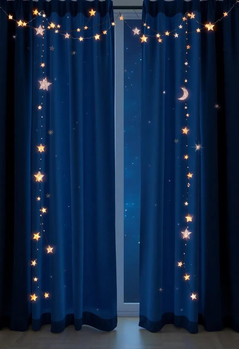 Starry ⁢Night: Deep⁣ indigo panels featuring⁣ glimmering stars and moon accents create a celestial holiday theme that’s both enchanting and serene