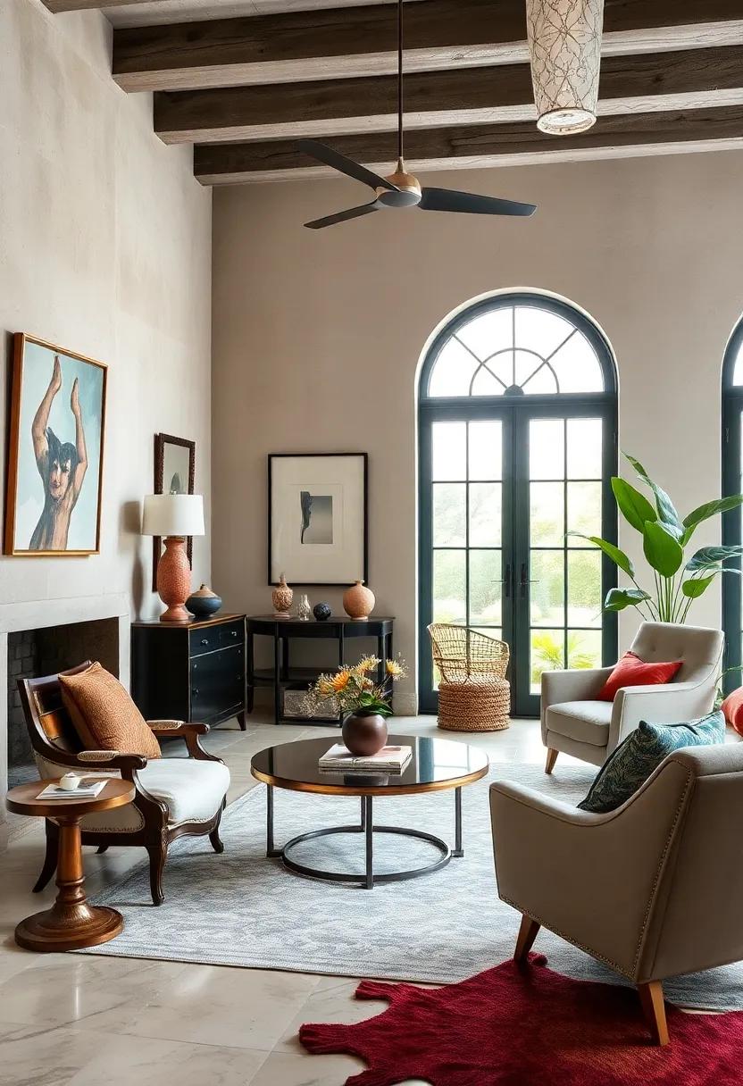 Pairing Elegant Baroque Side Tables with Futuristic Lounge Chairs for a Daring furniture Mix