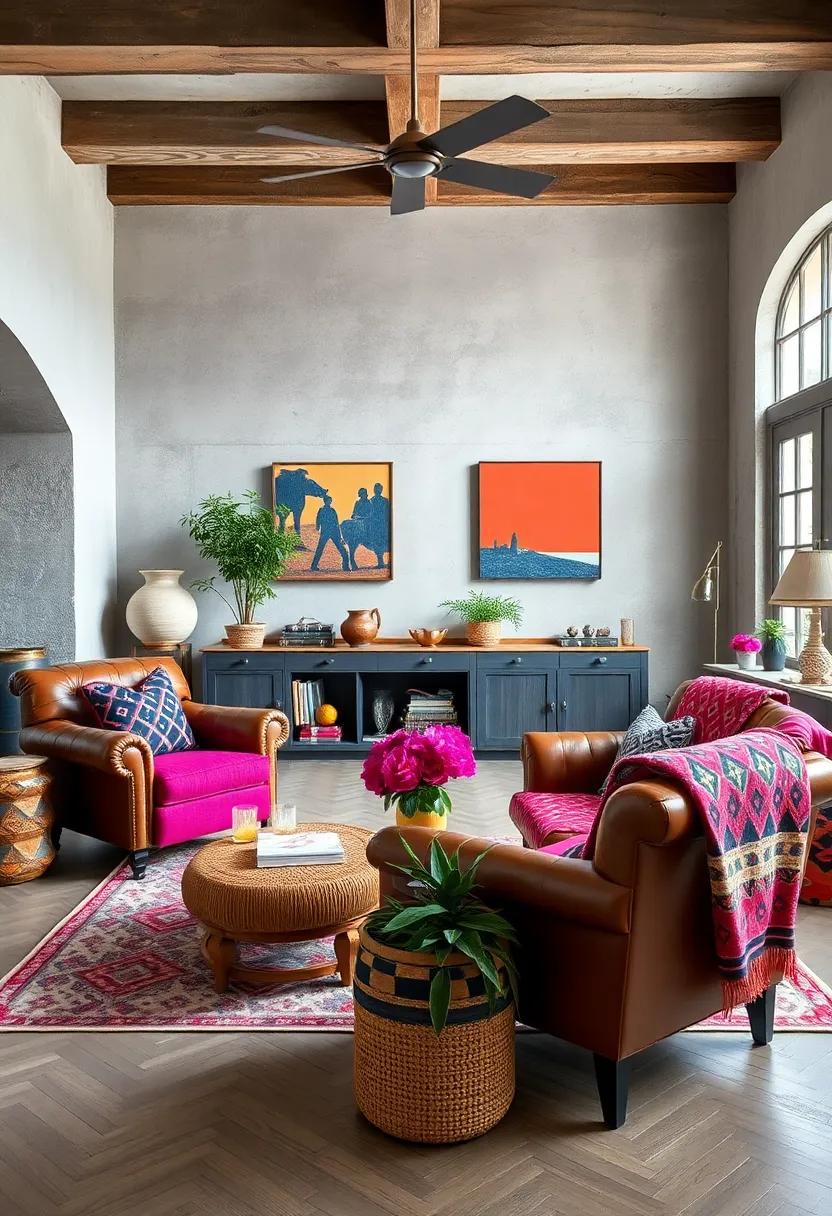 Layering Patterned Throw Pillows with Classic Leather Sofas to Infuse Comfort and Style