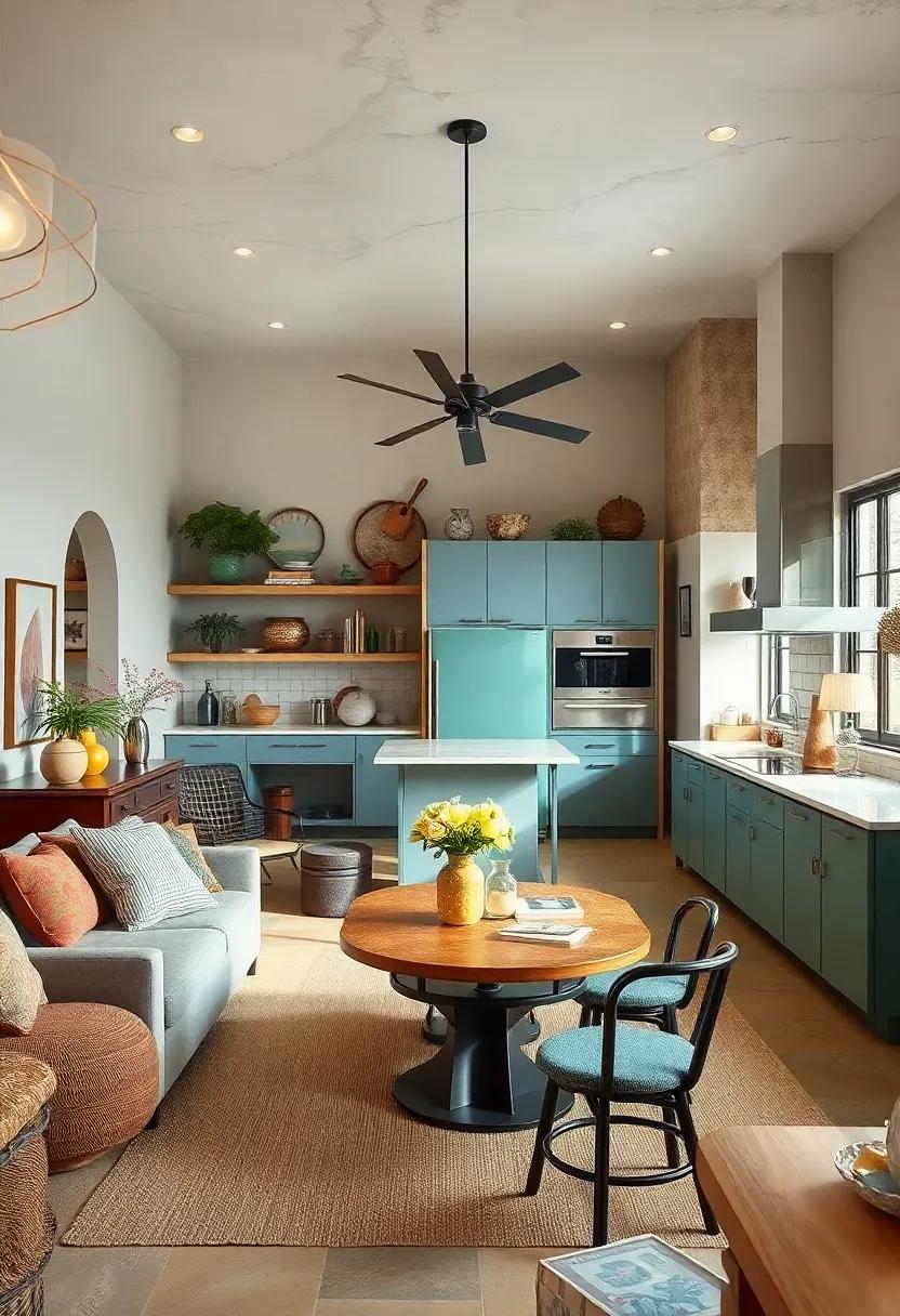 Combining Retro Appliances with Modern Kitchen islands for a Functional Yet Stylish Culinary Space