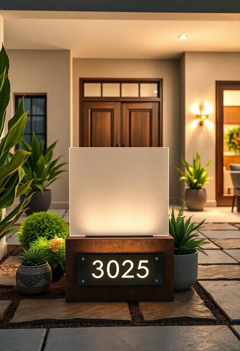 Elegant Frosted Glass Plaque‍ with Subtle Backlighting Complementing Sophisticated Doorways