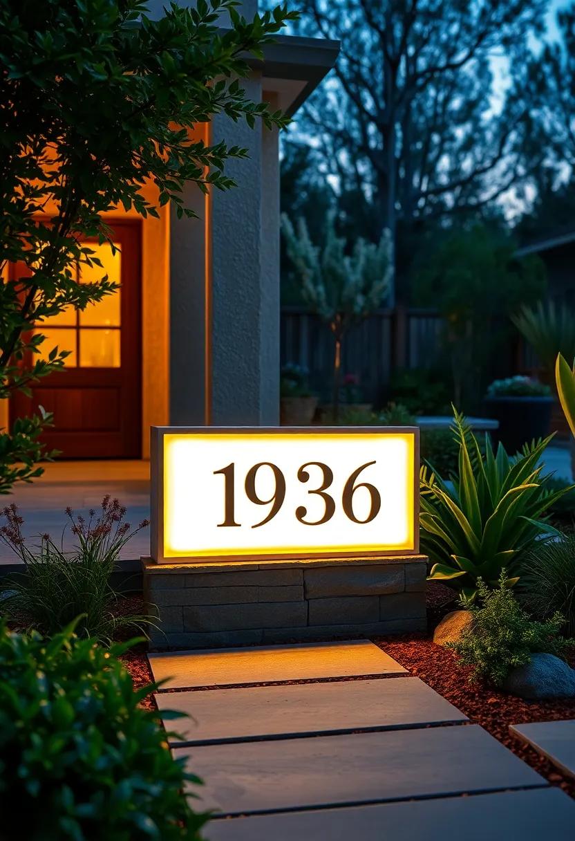 Energy Efficient Solar-Powered Address Plaques⁤ Radiating eco-Friendly Light in Scenic ⁢garden Settings