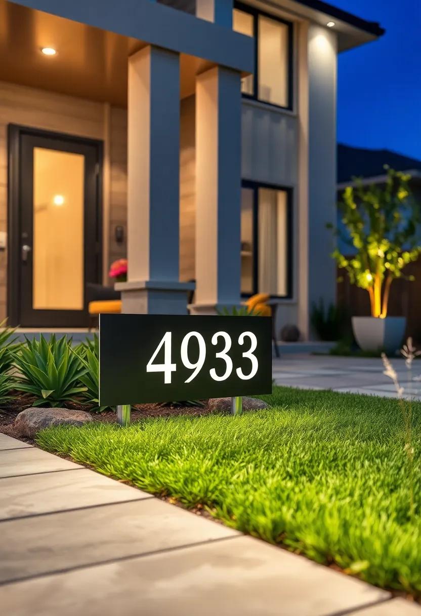 Sleek Metal‌ address Plaque ⁤Featuring Integrated Lighting That Enhances⁢ Contemporary⁢ Home⁢ Designs