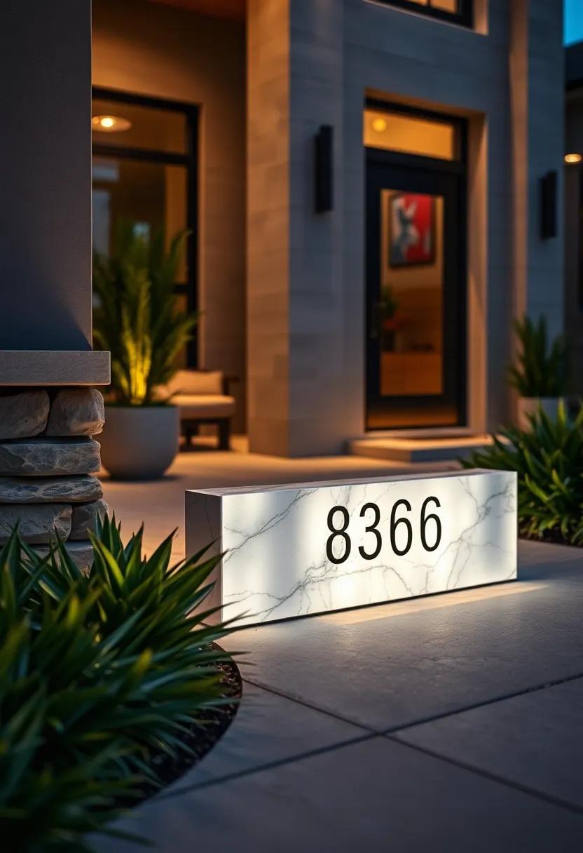 Glass ‌and Acrylic ​Address ⁣Plaques with ⁢Frosted⁣ Illumination ⁤Creating a Delicate Visual ‍Impact