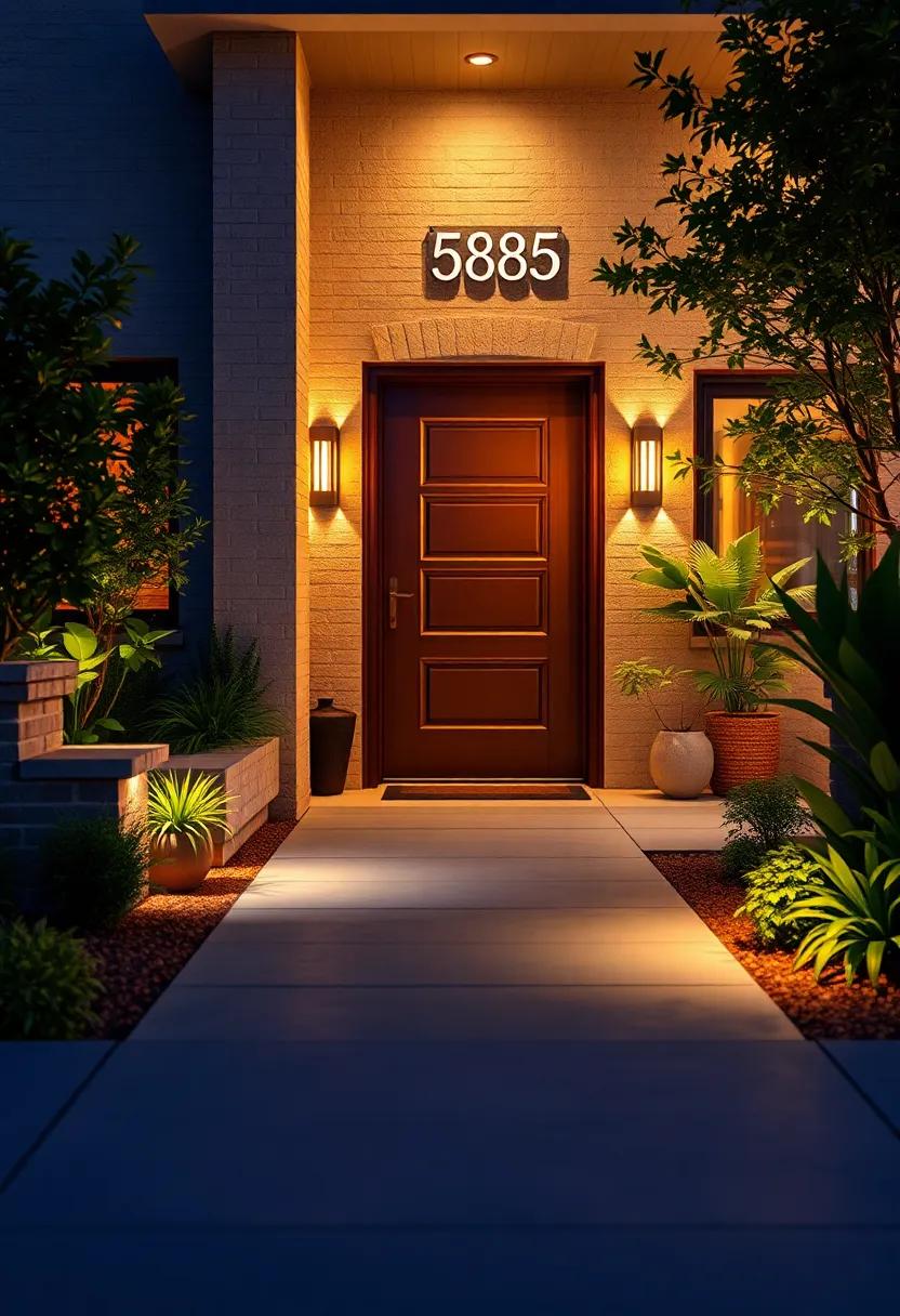 Color-Changing LED Address Plaque Casting Vibrant Hues on Front walls for Dynamic Nighttime Appeal