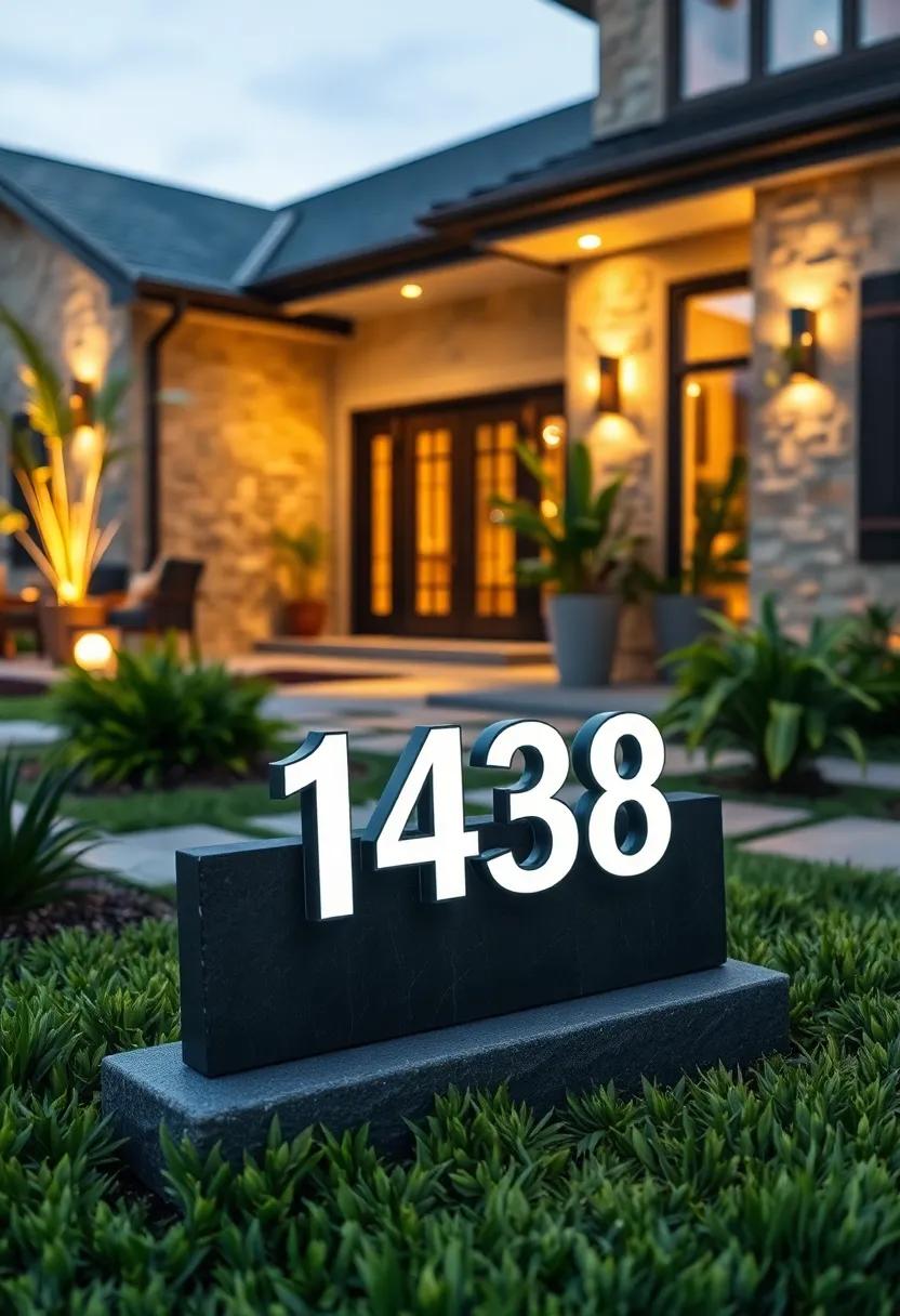 High ‍Contrast Illuminated Numbers‍ on a Dark‍ Slate Plaque Offering⁤ Clear ⁤Visibility After ​Dusk