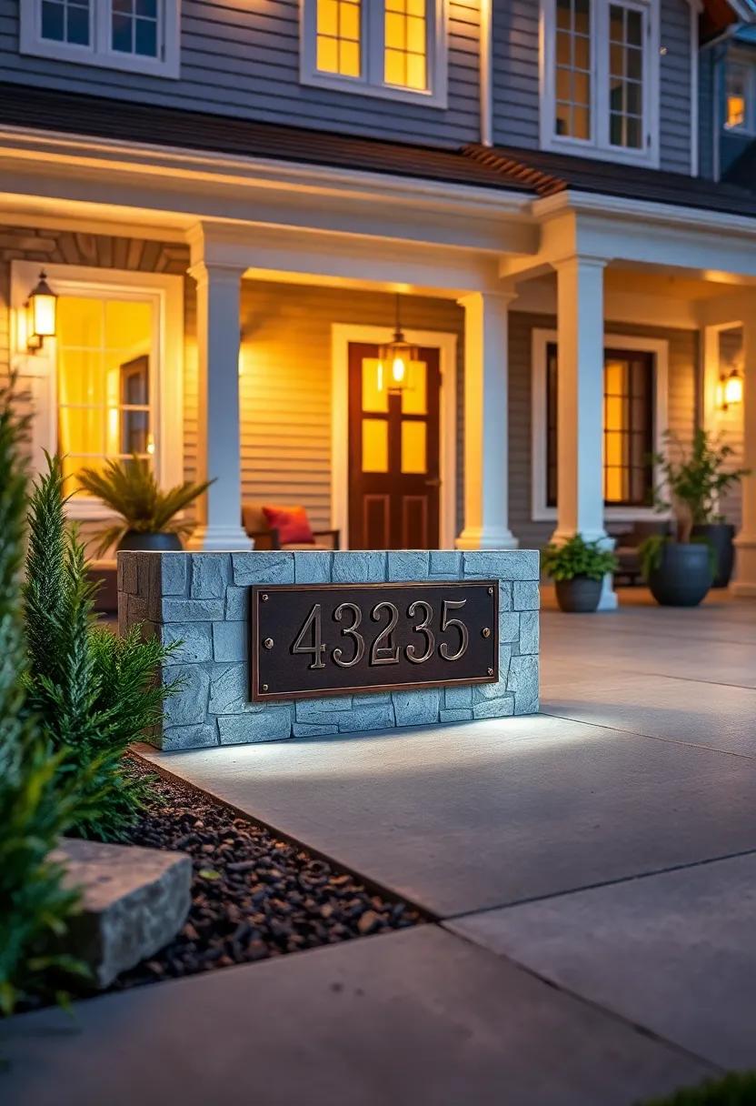 The ⁢warm Ambiance of Copper Address ​Plaques‍ with Gentle Underlighting on Traditional homes
