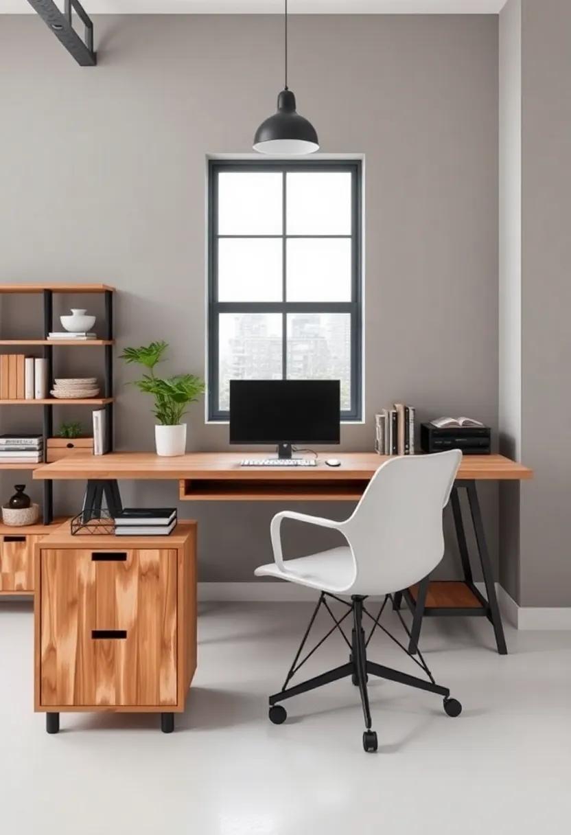 Smart Storage Solutions: Choose functional storage options that complement your industrial theme while keeping your workspace clutter-free and efficient
