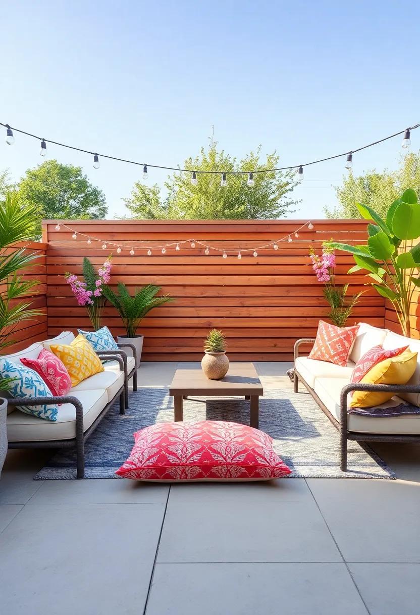 Opt for outdoor cushions and throw pillows in ⁢bright colors and patterns, injecting personality and comfort into ⁢each defined space of your patio