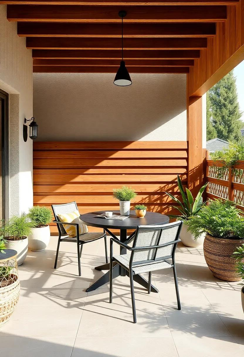 Create a dedicated workspace with a weather-resistant table and chair, allowing you to work or pursue hobbies while enjoying the outdoors