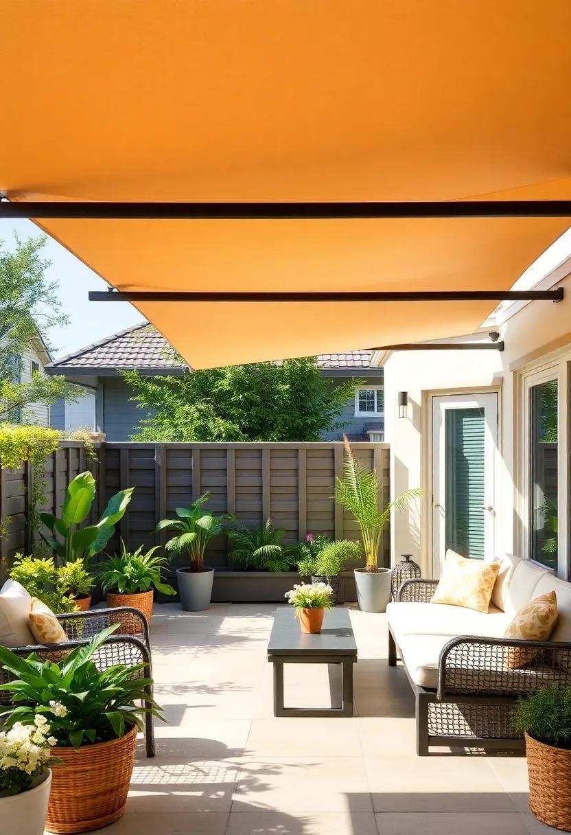 Add a retractable awning or shade sail for easy sun protection, ​allowing you to enjoy the patio comfortably regardless of the weather