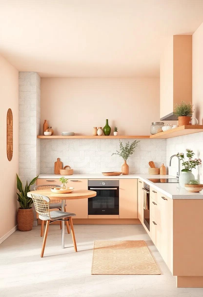 Soft Peach⁢ and Misty White – Peachy hues⁣ paired with misty white surfaces elevate the kitchen’s openness