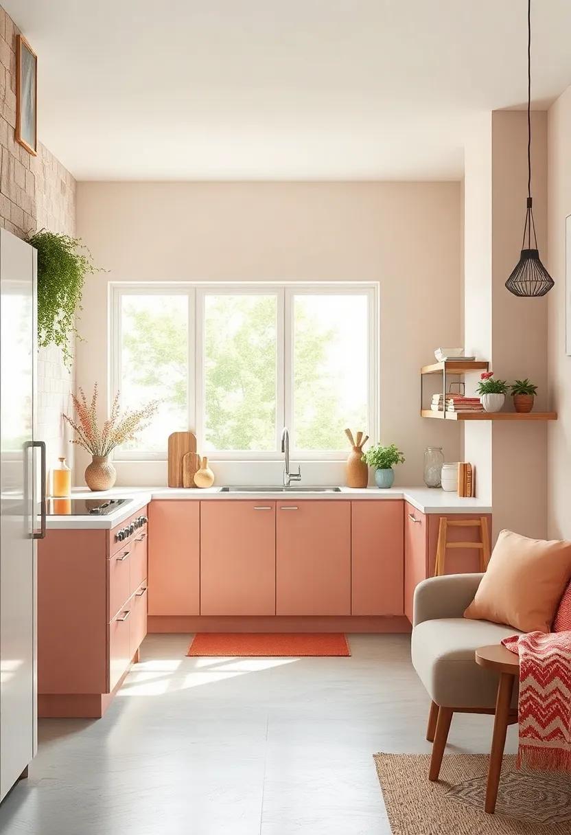 Coral and light Taupe – Coral adds a cheerful pop while light taupe grounds the palette in warmth