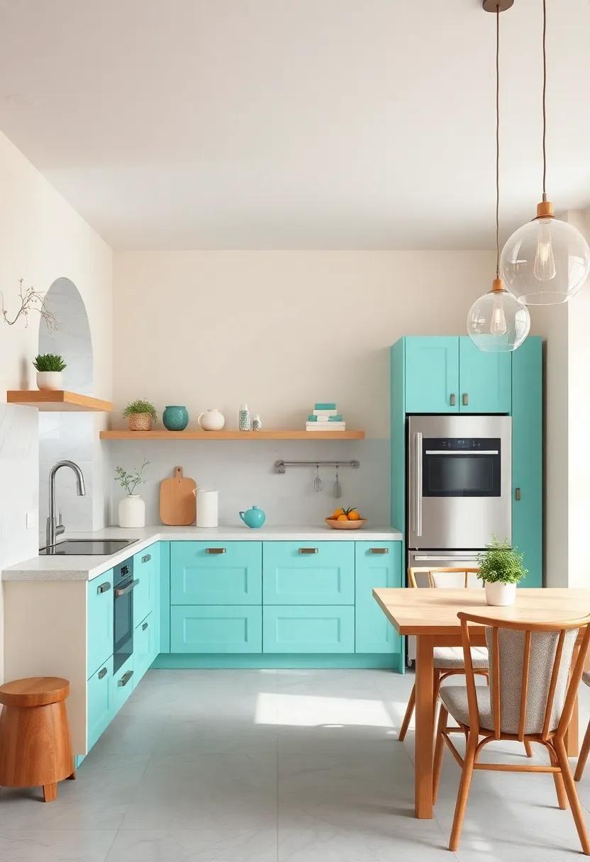 Light Turquoise and Warm Cream – Bright turquoise accents come alive against the warmth ⁣of creamy tones