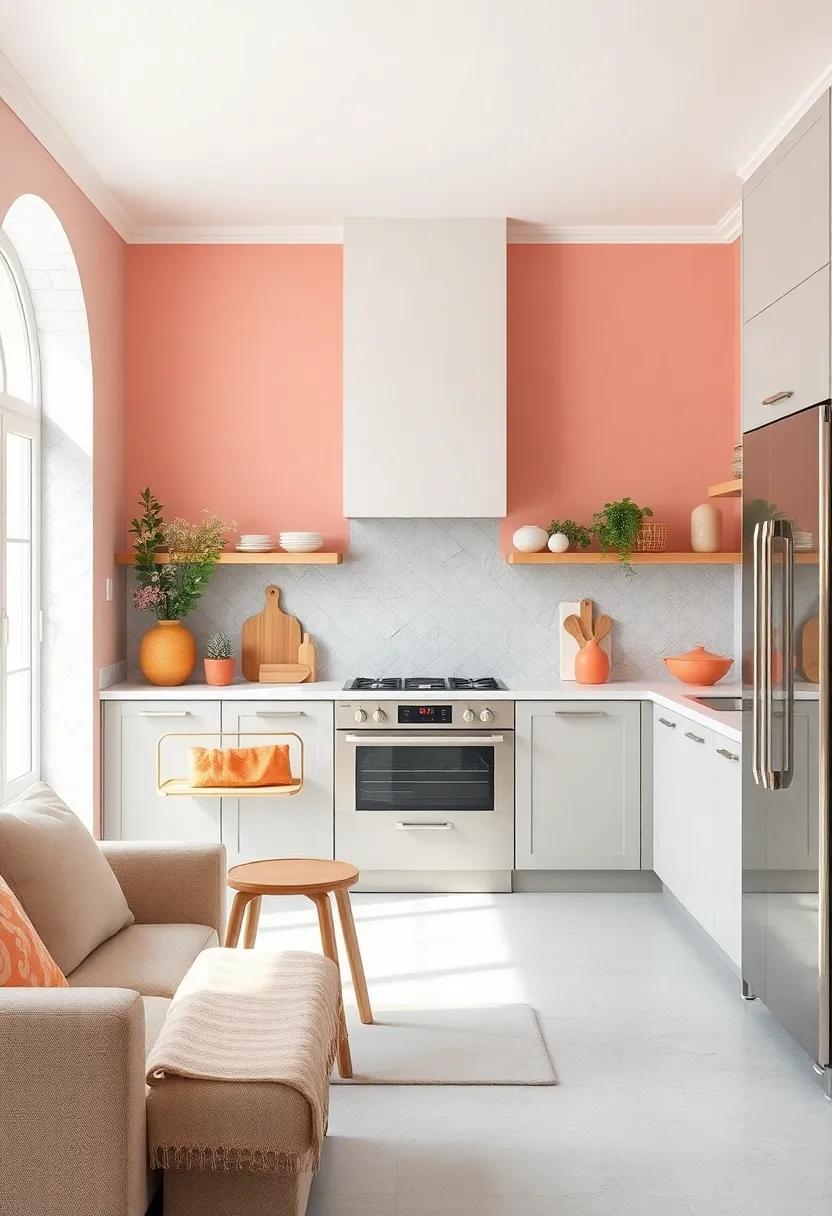 Pale Coral and Warm gray – Coral offers cheerfulness,balanced by warm⁢ gray’s understated elegance