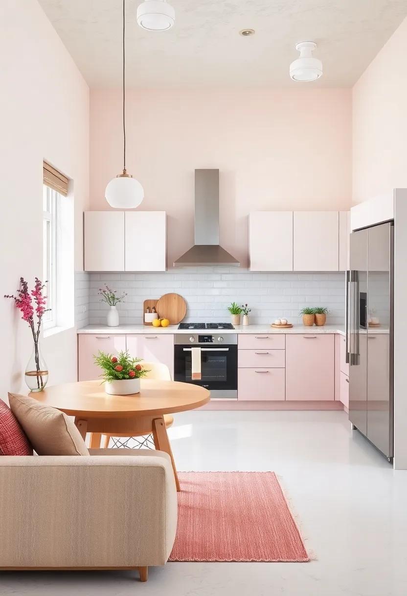 Powder Pink and Cloud White – Powder pink adds gentle color while cloud white amplifies light and space