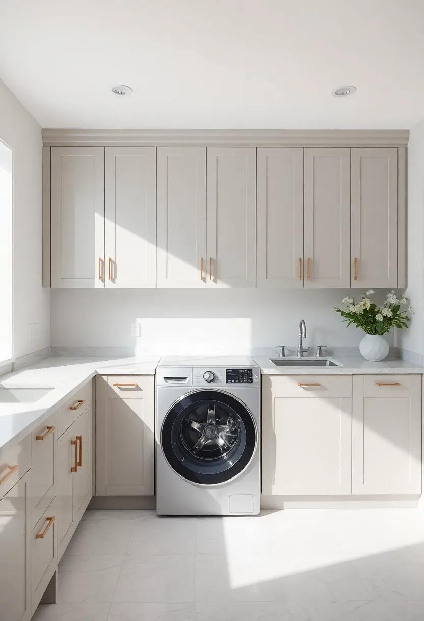 Matte ​Cream Countertops‌ Complemented by ‌Warm taupe‍ Backsplash Tiles
