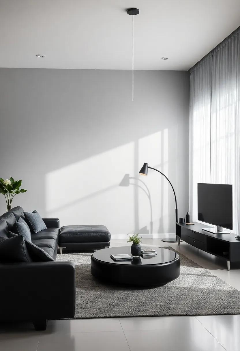 Brighten with Lighting: Choose striking light fixtures that illuminate and enhance the sleekness of black furniture