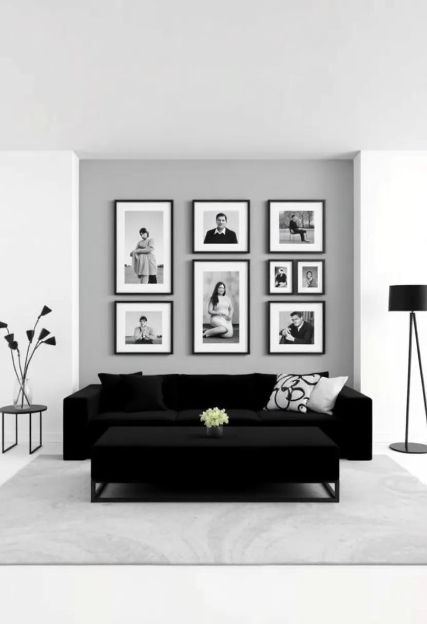 Personalize with Photos: Use family photos in stylish frames to add personal touches while maintaining the elegance of black furnishings