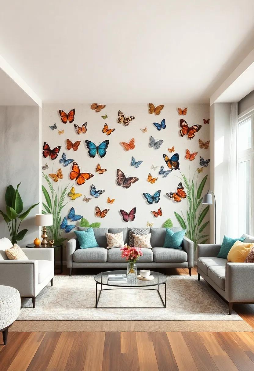 Whimsical Butterfly Garden: Introduce a dreamy, nature-inspired element with butterflies fluttering across your walls in an array of colorful designs