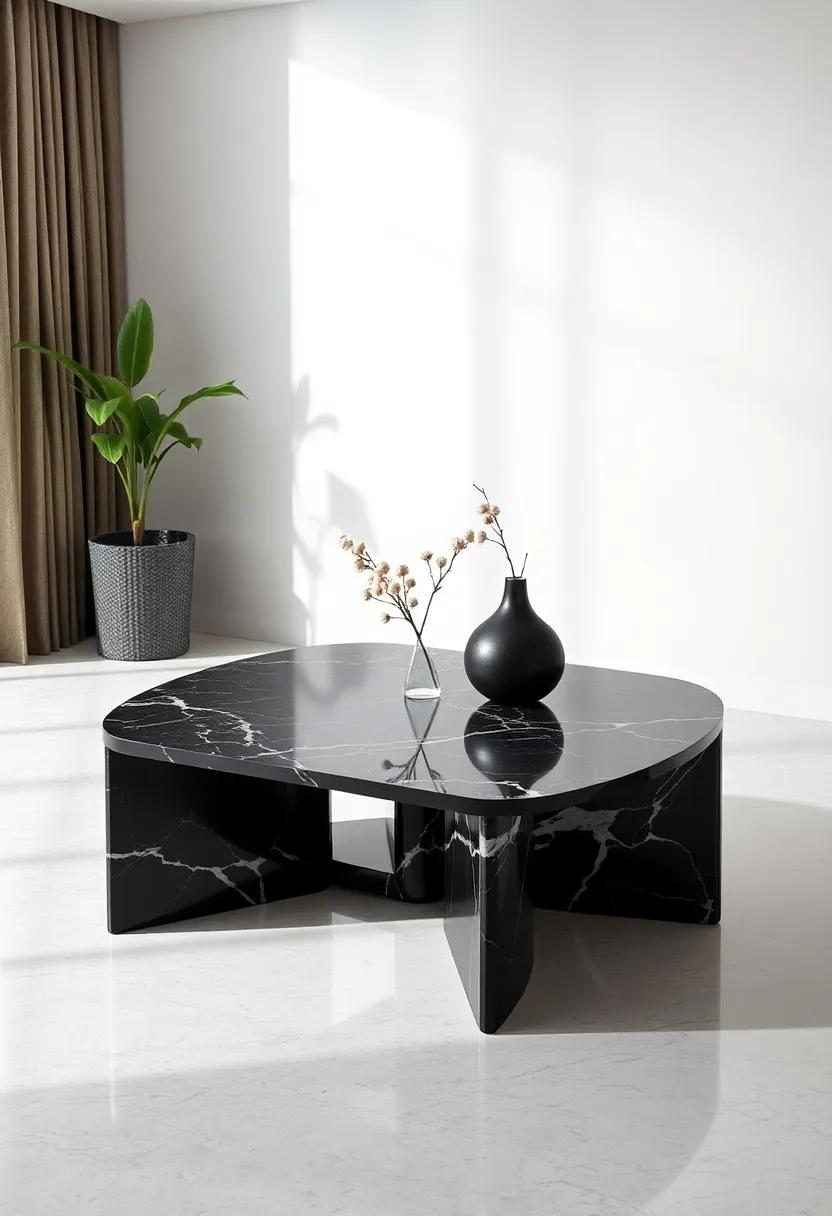 Black Marble Coffee Table: A centerpiece that effortlessly‍ blends elegance with functionality, perfect for both ‍modern and traditional interiors
