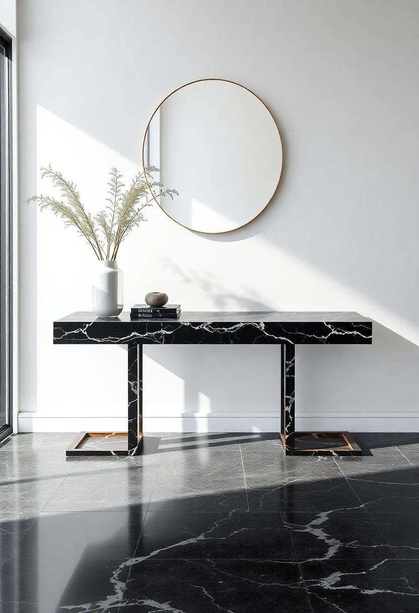 Black Marble ⁤Console Table:⁤ Create an inviting entryway with a console table that combines beauty ​and practicality
