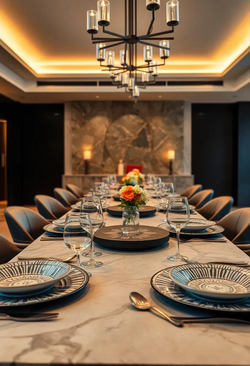 Bold Patterned Chargers Framing ⁤Fine China, Adding Depth and Richness‌ to Each Place Setting