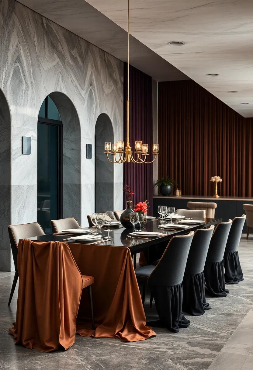 Dramatic‍ Draped Fabrics Cascading ⁢Down Table Edges to Add Movement and a Touch ‍of ​theatrical Flair