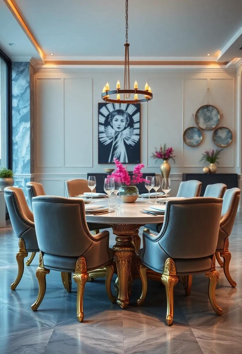 Ornate Gold ‍Leaf Detailing on Chairs and⁤ Table Legs⁤ Serving​ as a​ Stunning Frame‍ for​ the Entire Setting