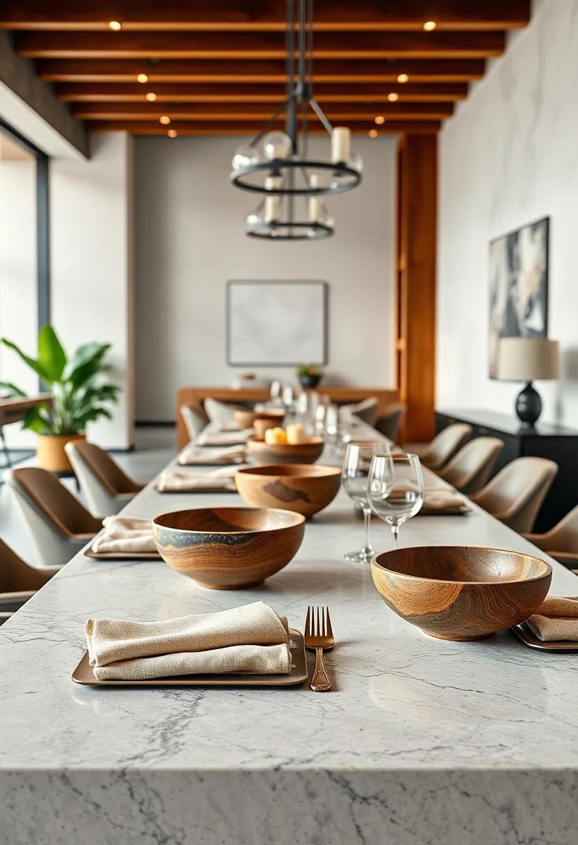 Tasteful Use of Natural Elements Like Polished‌ Wood and Stone Bowls⁣ to Soften ⁣Luxurious Décor