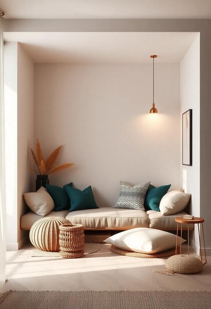 Design a Relaxing Reading Nook with ​Plush Cushions and Ambient lighting