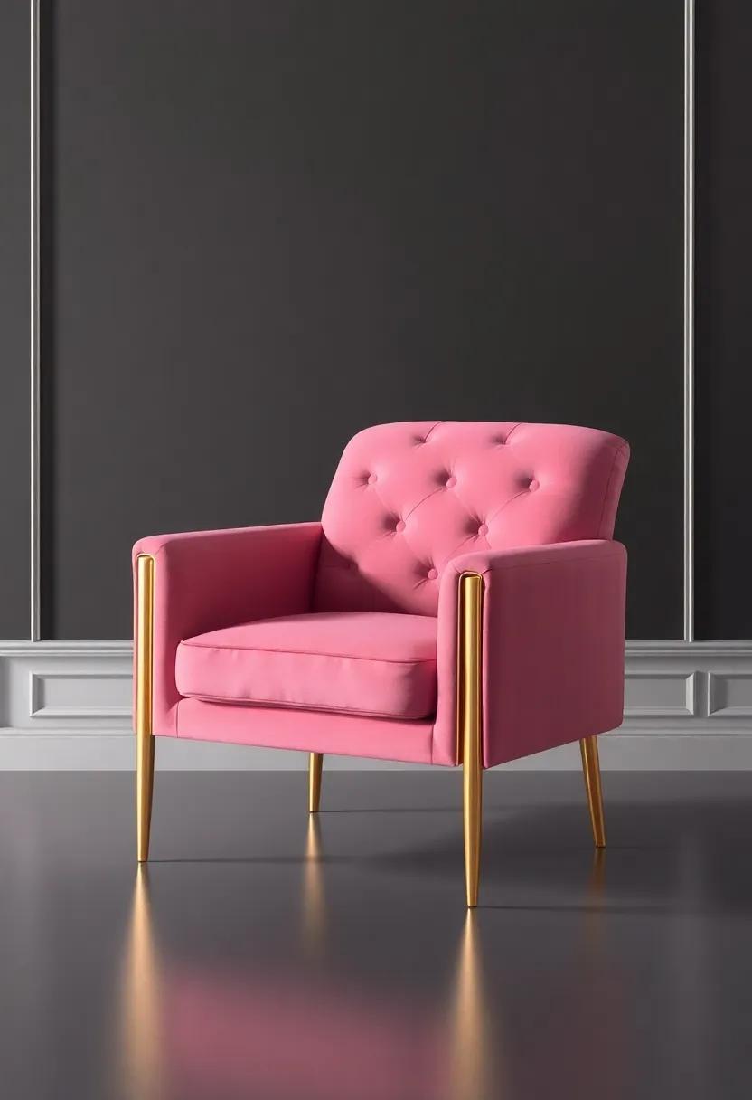 glamorous Armchair: Sink into the plush cushioning of this armchair, ​beautifully complemented by gold legs that⁣ catch the light ⁤and ‍draw the ⁤eye