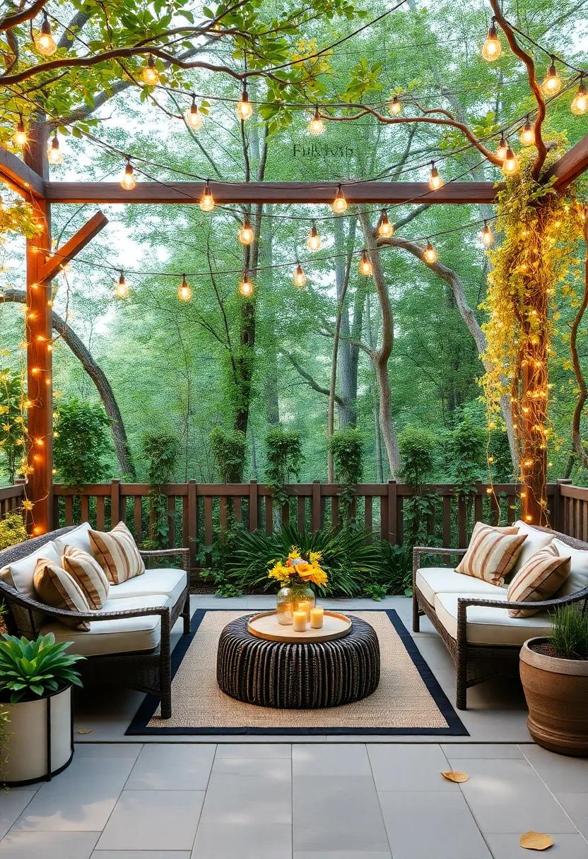 Enchanted Forest: Use natural materials, whimsical string lights, and layered seating to create a fairytale-like experience‌ in your outdoor space
