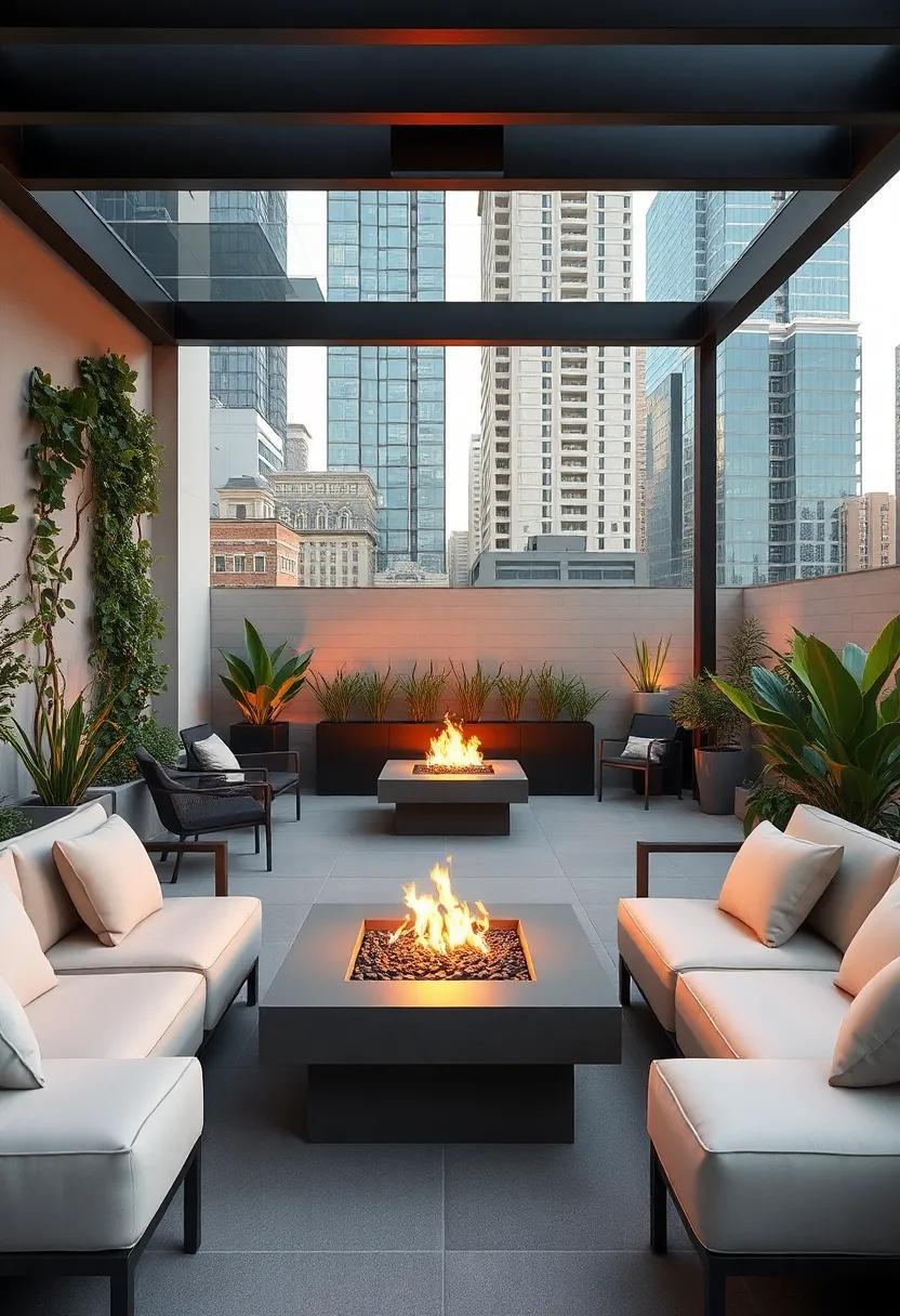 Urban ‍Sanctuary: Create ​a stylish city oasis with vertical gardens, plush seating, and modern⁤ fire pits that ‌bring warmth to the concrete jungle