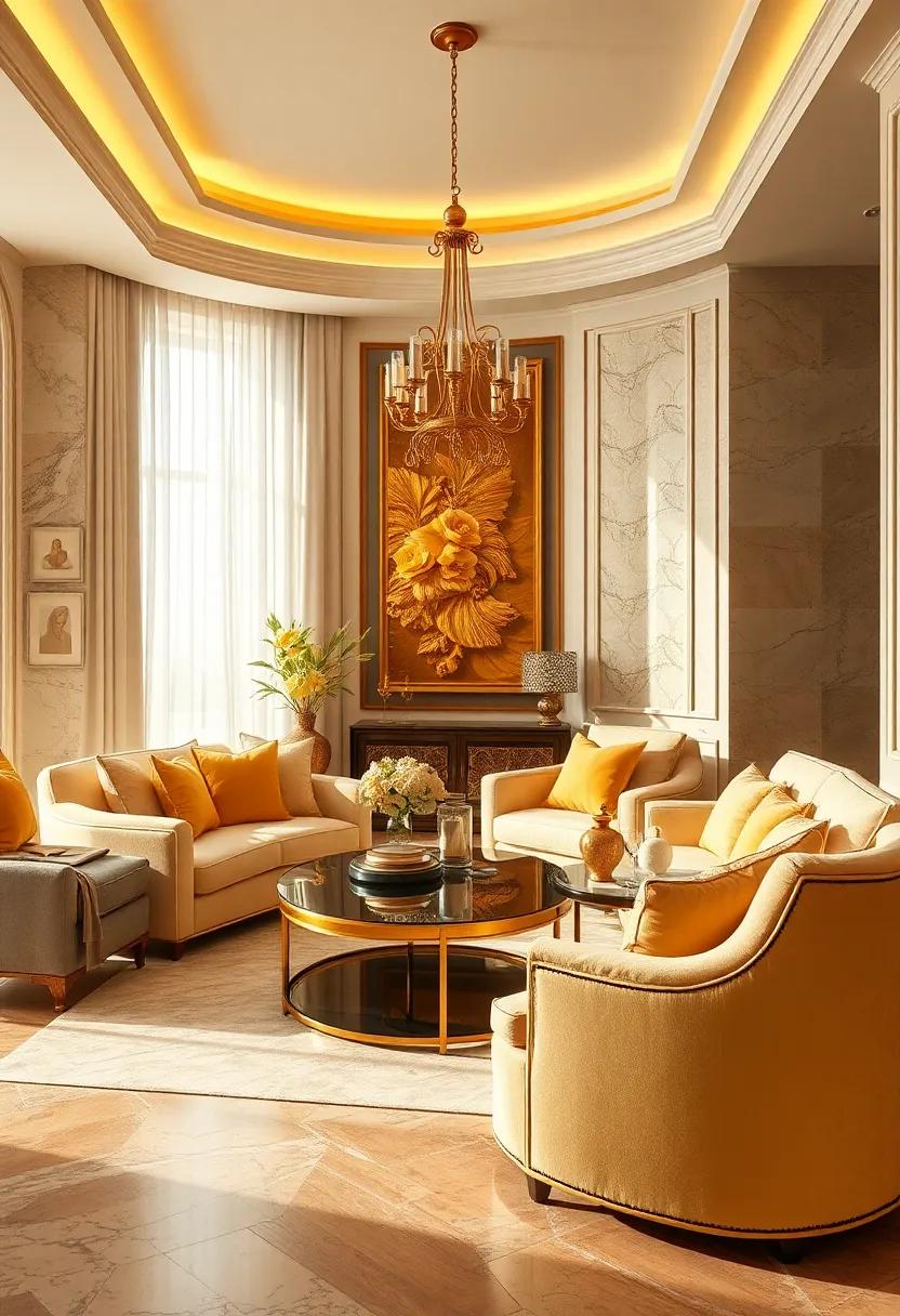 Opulent⁤ Gold Accents with Cream Velvet Upholstery