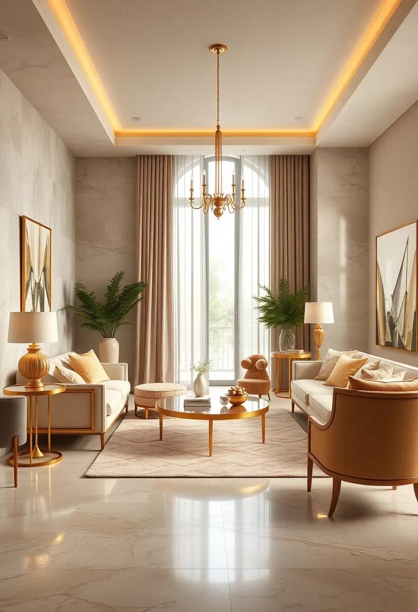 Cream Tones Mixed with Antique Gold Furniture‌ Pieces