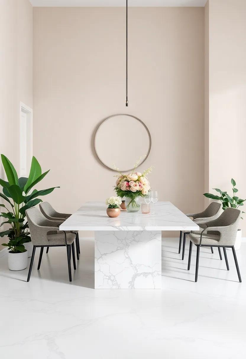 Greenery & Glam: Surround a marble dining table with potted plants and⁤ elegant floral arrangements ⁣to create⁢ a ⁣lively dining atmosphere